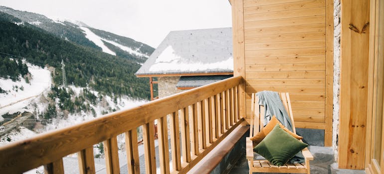 create a custom deck with a view of a snowy landscape